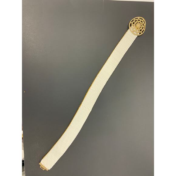 Vintage Metal Gold Tone Snake Scale Style Stretch Belt - Picture 2 of 4